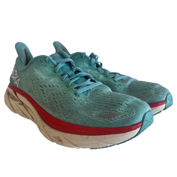 HOKA ONE ONE Clifton 8 Running Shoes 9.5 Sneaker Aquarella Eggshell Blue 1119394 - Picture 2 of 12
